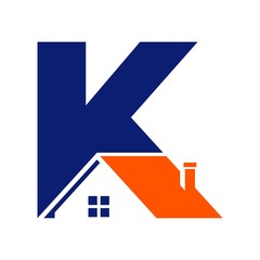 Wall Mural - letter k home roof vector logo.