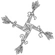 Brigid's Cross made of straw. Wiccan pagan sketched symbol. Isolated element