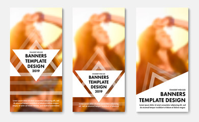 Wall Mural - design vertical web banners with triangular elements for text.