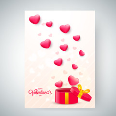 Sticker - Happy Valentine's Day celebration greeting card design with illustration of tiny heart shapes popping out of gift box.