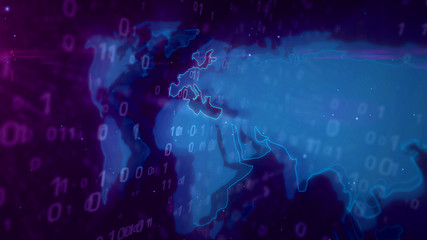 Wall Mural - cyberspace digital concept with world map 3d illustration