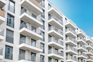 new  apartment building exterior, real estate facade