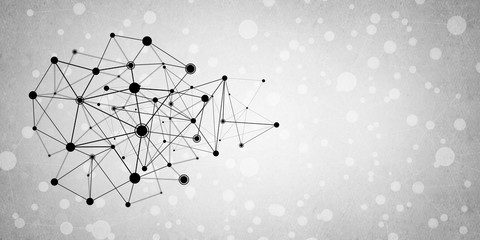 Wall Mural - lines and dots as networking idea drawn on cement background