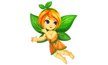 Cute Little Orange Fairy Flying