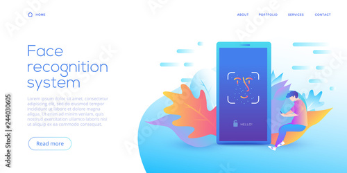 Face Recognition Technology In Creative Flat Vector Illustration