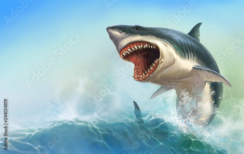 Great White Shark Body on beck Poster Mural XXL