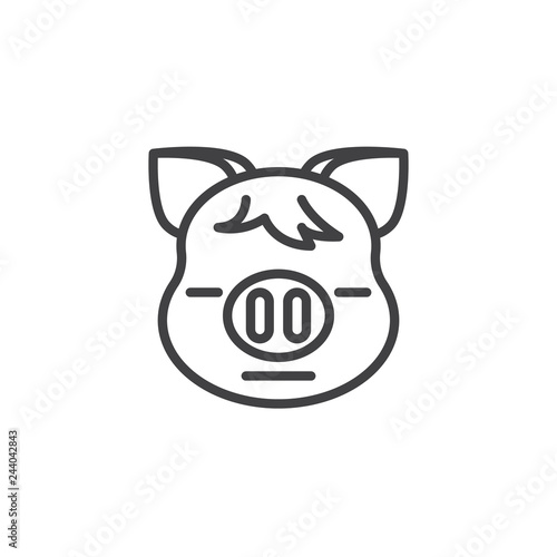 Fotografie, Obraz Expressionless Piggy Face Emoji line icon