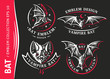 Bat vampire collection - vector illustration, logo, emblem, print design. 