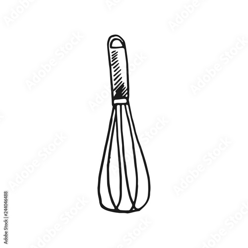 whisk vector doodle sketch isolated on white background Stock Vector