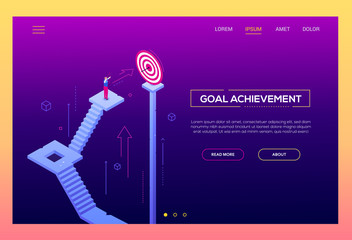Wall Mural - goal achievement - modern isometric vector web header