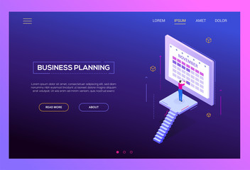 Wall Mural - business planning - modern isometric vector web banner
