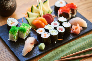 Wall Mural - Rolls and sushi set