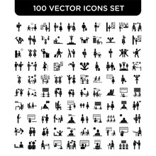 Set Of 100 Vector Icons Such As Talking, Classroom, Learning, Answer, Student, Studying, In Love, Sleepy