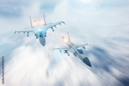 Fotografía Fighter jet intercepts accompanies another fighter