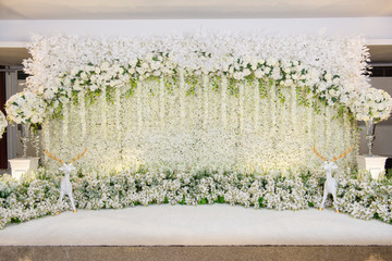 Wall Mural - wedding backdrop with flower and wedding decoration