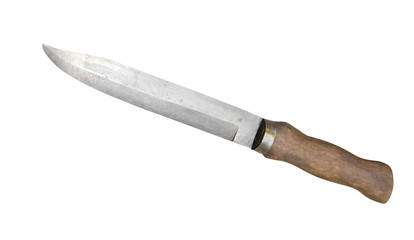 Wall Mural - knife with wooden handle solated on white background .traditional Finnish knife puukko