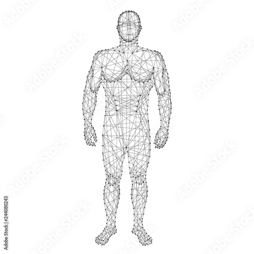 Human Body From Abstract Futuristic Polygonal Black Lines And Dots