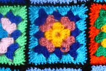 Multicolored Handmade Plaid Of Crochet Made Of Granny Squares