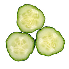 Wall Mural - Cucumber. Fresh juicy slice cucumber isolated.