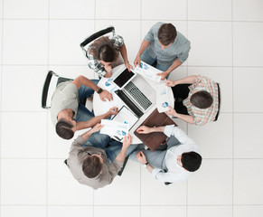 Wall Mural - top view.business team making a financial report