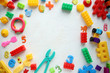 © dyageleva - Children's toys and accessories on a white background. View from above