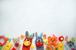 © dyageleva - Children's toys and accessories on a white background. View from above