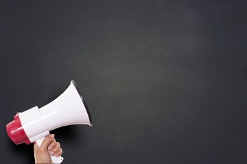 Hand Holding Megaphone with Copy Space