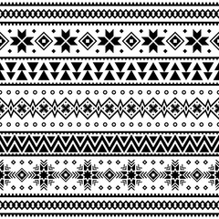 Wall Mural - Merry Christmas ethnic Pattern. tribal xmas event design illustration vector. christmas design set in black and white color.  