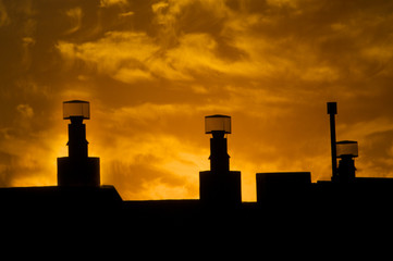 Wall Mural - Heater Vent silhouettes and Sunset