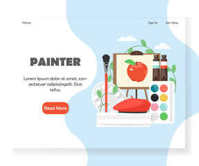 Wall Mural - painter vector website landing page design template