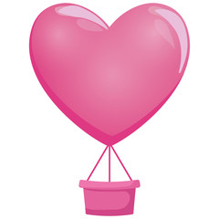 Canvas Print - balloon air hot with heart shape