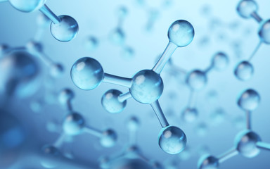 Wall Mural - molecule or atom, abstract structure for science or medical background, 3d rendering.
