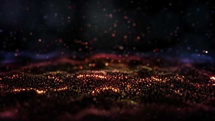 Wall Mural - 4k abstract motion background animation shining particles magic dust light projection beams rays wav