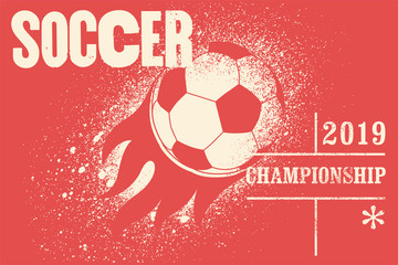 Soccer typographical vintage grunge style poster. Retro vector illustration.