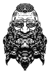 Wall Mural - A bearded dwarf in a steampunk glasses