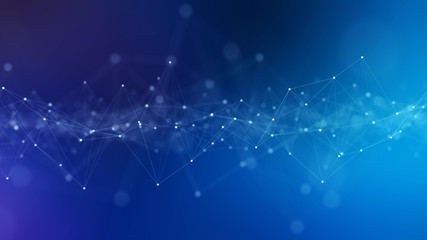 Fototapete - Abstract digital network connection blue background 3D rendering