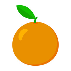 Wall Mural - Orange fruit with leaf and slice. Vector illustration