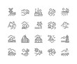 Simple Set of Landscape Related Vector Line Icons. Contains such Icons as Farm, Megapolis, Desert and more. Editable Stroke. 48x48 Pixel Perfect.