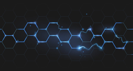 Wall Mural - electric lightning honeycomb background