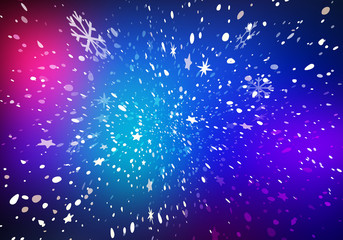 Leinwandbilder - Blurry Lights Background with Falling Snow. Abstract Colorful Winter BG