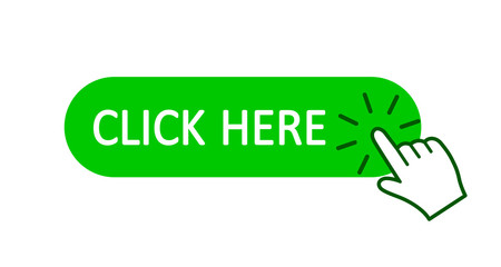 Wall Mural - click here button with hand pointer clicking. click here web button. isolated website buy or registe