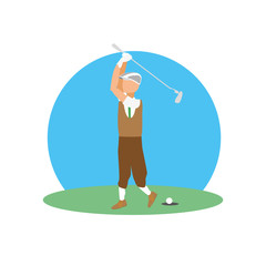 Canvas Print - golfer with field and stick golf