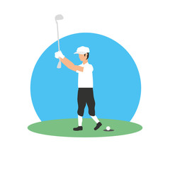 Wall Mural - golfer with field and stick golf