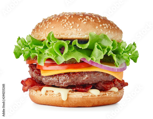 Fotomural hamburger isolated on white background