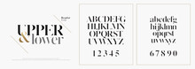 Elegant Alphabet Letters Font Set. Classic Custom Lettering Designs For Logo, Poster. Typography Fonts Classic Style, Regular Uppercase, Lowercase And Number. Vector Illustration