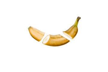 sliced ​​banana isolated on white background