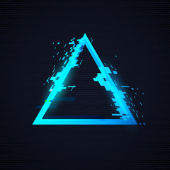 Wall Mural - glitch triangle frame. tv distorted signal. vector illustration