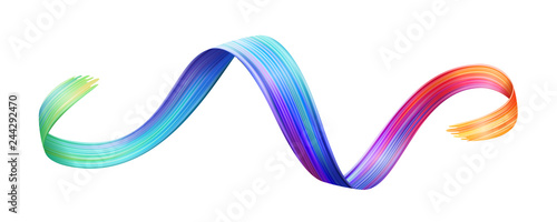 Fotografía Wavy colorful brushstroke or curvy ribbon shape of brush paint, backdrop texture