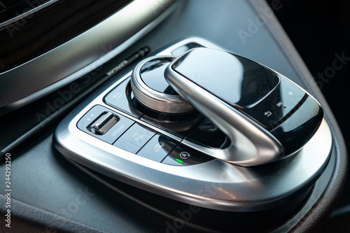 Fotomural  The interior elements of a new expensive business Mercedes V-class car inside wi