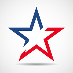 USA flag in star shape. American star. Vector